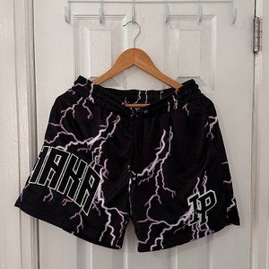 Men's Graphic Mesh Shorts - Purple Lightning